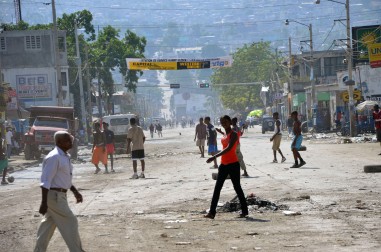 Downtown Port au Prince, election day.