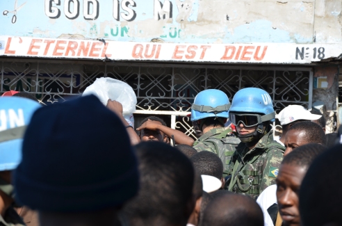 UN peacekeepers on patrol on election day in Cite Soleil, an impoverished Port au Prince neighbourhood.